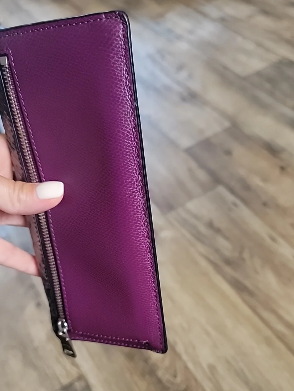 Coach Plum Leather Continental Wallet with Python-Print Envelope Style